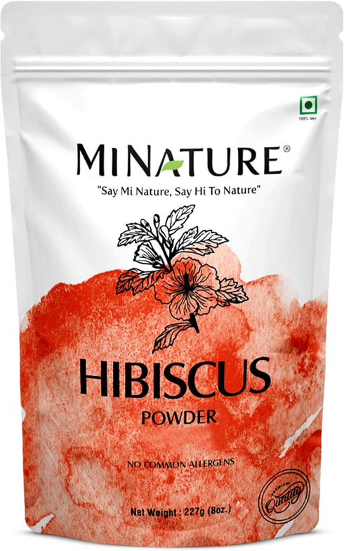 Mi Nature 100% Pure Hibiscus (Gudhal) Powder 227g (8oz) | 100% Natural (Sabdariffa) Powder for Hair Care, Face Pack, Tea & DIY Herbal Remedies...