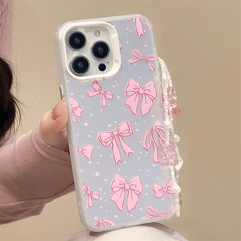 Aesthetic Bow Phone Case for Women Girls Cute Pink Ribbon Bow Phone Case for iPhone 13...