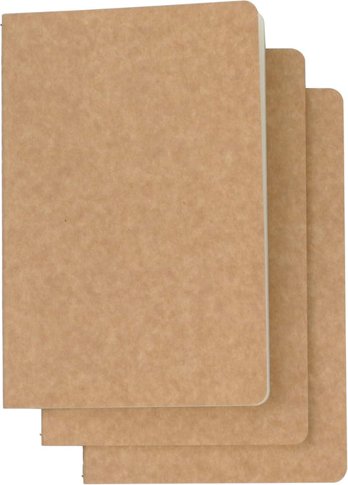 3 Pack Travel Journal Notebook for Travelers or School - Kraft Brown Soft Cover - 5.5” x 8.25” - 120 Blank Pages with60 Sheets...