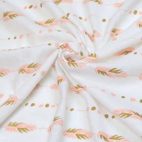 TL Care Printed 100% Cotton Knit Fitted Contoured Changing Table Pad Cover - Compatible with Mika Micky Bassinet, Sparkle Gold/Pink Feathers, for ...