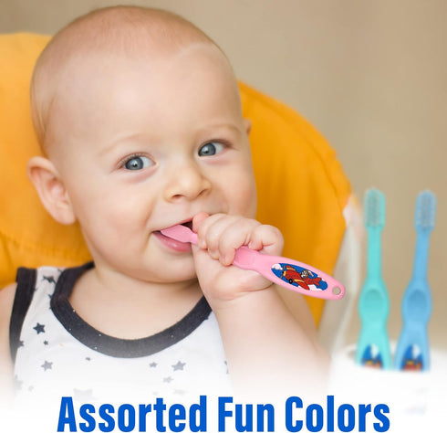 Baby Toothbrush- Soft Bristles – Set of 3 Toddler Toothbrush for Boys and Girls –Cute Colors and Designs Great Gift for Baby's and Toddlers...
