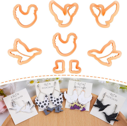 Puocaon Farm Polymer Clay Cutters - 8 Pcs Chicken Clay Cutters for Polymer Clay Jewelry, Goose Polymer Clay Cutters for Jewelry Making, Special Ch...
