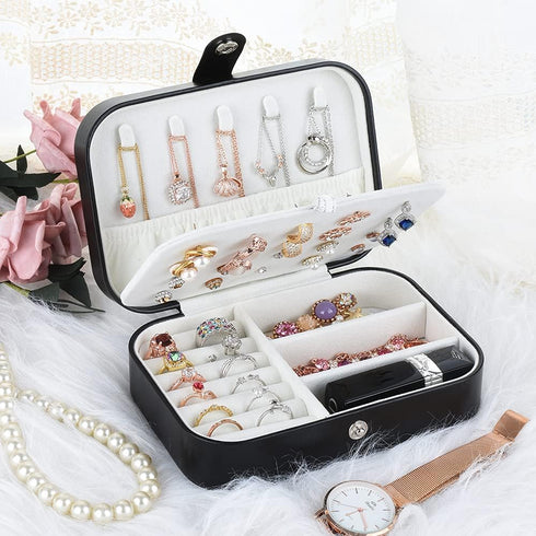 Travel Jewelry Organiser Cases, Jewelry Storage Box for Necklace, Earrings, Rings, Bracelet (Box-LBlack)...