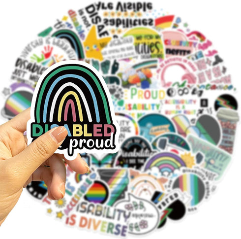 50pcs Disability Pride Stickers for Teens Journals,Disabled Is Not a Dirty Word Stickers Cool Waterproof Vinyl Decals for Adult Water Bottles Comp...