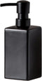 Matte Black Soap Dispenser Ceramic,Square Hand Soap and Lotion Dispenser for Bathroom Countertop,Dish Soap Dispenser for Kitchen-14oz....