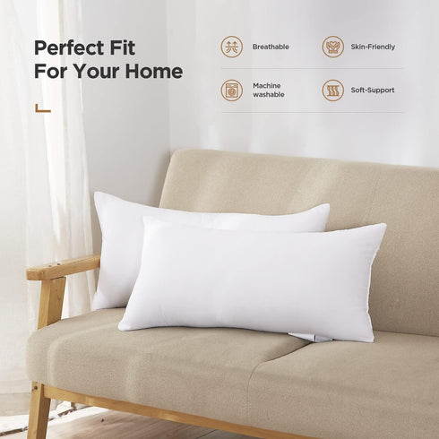 Acanva Polyester Decorative Rectangle Throw Pillow Inserts, Hypoallergenic Form Stuffer Cushion Sham Filler, 16x26, White, 1 Count (Pack of 1)...