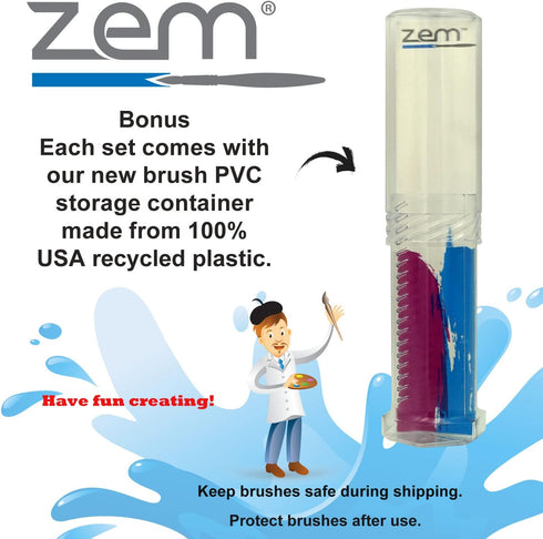 ZEM Brush Golden Synthetic Small Detail Round Artist Brush Set Sizes 10/0, 3/0, 0, 2...