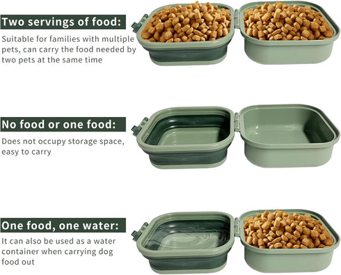 Collapsible Dog Water Bowl, Portable Dog Bowl for Traveling, 2-in-1 Pet Food and Water Feeder - Travel Dog Bowls with Lid for Walking, Traveling, ...