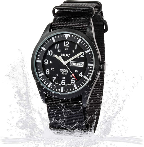 Infantry Men's Wrist Watch, Field Military Watches for Men Analog, Black Tactical Outdoor Sport Work Wristwatch, Waterproof Date Day 12/24 Hour wi...