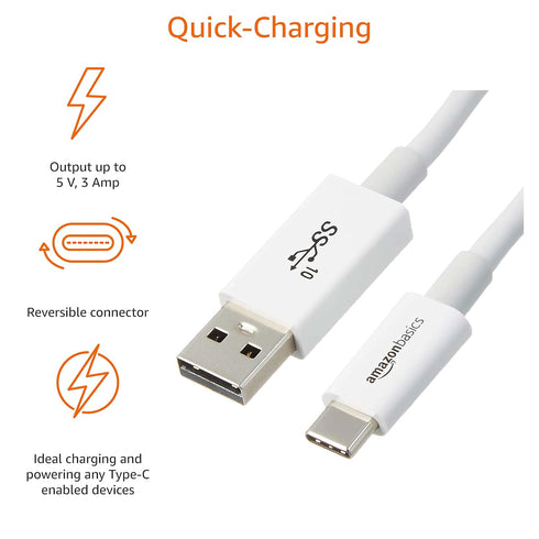 Amazon Basics USB-C to USB-A 3.1 Gen 2 Adapter Fast Charger Cable, 10Gbps High-Speed, USB-IF Certified, for Apple iPhone 15, iPad, Samsung Galaxy,...