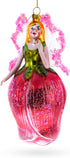 Enchanting Fairy in a Rose Dress Glass Christmas Ornament...