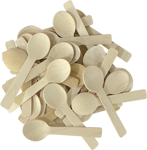 200pcs 4 inch Mini Wooden Spoons, Biodegradable Compostable Birchwood, Food Grade Disposable Spoons Disposable Wooden Cutlery for Parties, Wedding...