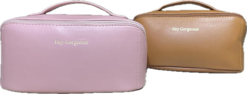 Large Capacity Beauty Bag, Travel Design, Waterproof Fabric Cosmetic bag, Open Flat Beauty Bag, Durable Fixed Divider and Double-Stitched Handle (...