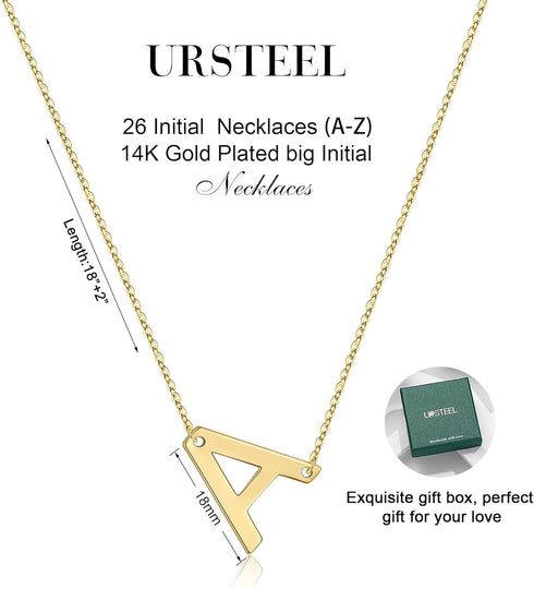 Ursteel Initial Necklaces for Women - Dainty 14K Gold Plated Letter Necklaces for Women Trendy, Simple Cute Initial Personalized Monogram Pendant ...
