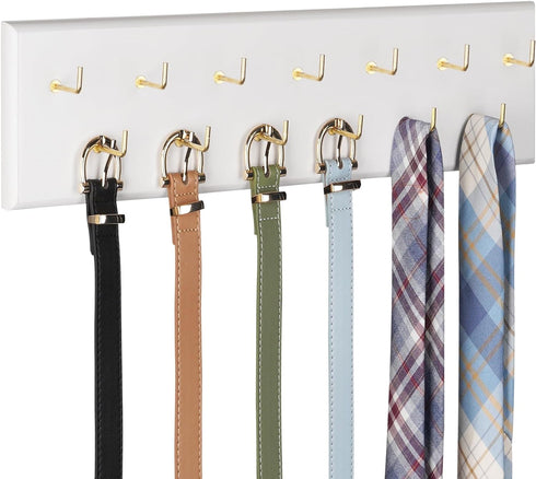 Belt Hanger Wall Mount Belt Organizer for Closet, Holds Over 28 Belts Wooden Wall Mounted Belt Rack Storage Tie and Scarf Hanger for Closet, Wall,...