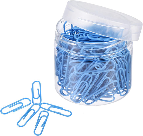 MECCANIXITY Paper Clips Small Size 1.1 Inch Vinyl Coated to Prevent Tearing Pages with Box for Organize Office Home Blue Count 200...