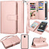 Takfox Galaxy J3 2018 Leather Wallet Case, Flip Folio with 9 Card Holder, Detachable Strap - Rose Gold...