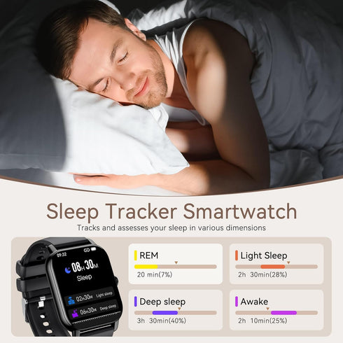 Smart Watches for Men Women(Answer/Make Calls) 1.96” HD Big Screen Smart Watch 100+ Sports Mode Fitness Watch with Heart Rate Sleep Monitor IP68 W...