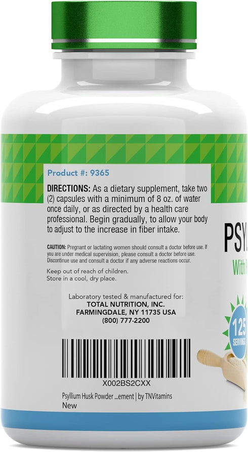 Psyllium Husk Capsules | 1700 MG - 250 Capsules | with Probiotic Acidophilus | Extra Strength Soluble & Dietary Fiber Supplement | Supports Digest...