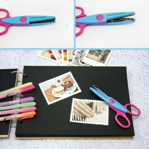 AKOAK 5" 6 Pcs/Set Children Kids Paper Craft Scissors 6 Cutting Patterns Curved Edges DIY Decorative Scissor for Scrapbook Album Photos...