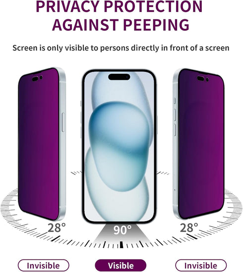 2 Pack Privacy Screen Protector for iPhone 15 Pro Max Tempered Glass for iPhone15 ProMax 6.7inch Private Glass Anti-Spy Anti-Blue Light Eye Protec...