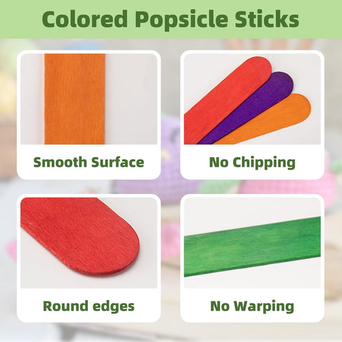 8 Inch Colored Jumbo Craft Sticks - 60 PCS Extra Large Natural Premium Wood, Rainbow Wooden Popsicle Sticks, Wide Lollipop Sticks for DIY Crafting...