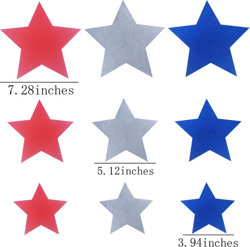 Patriotic Star Cutouts Glitter Cutouts Kit 4th of July Decoration for Independence Day 45 Pieces...