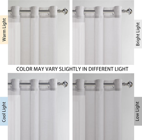 DWCN Ombre Sheer Curtains - Faux Linen Gradient Semi Voile Grommet Top Drapes Bedroom and Living Room Curtains, Set of 2 Window Curtain Panels, 52...