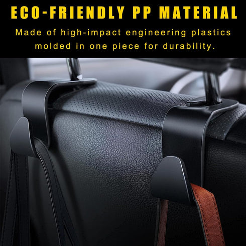 4PCS Car Seat Headrest Hook, Multifunctional Auto Seatback Hook Storage Organizer, Vehicle Seat Hanger Holder for Purse Coat Umbrella Grocery Bag,...
