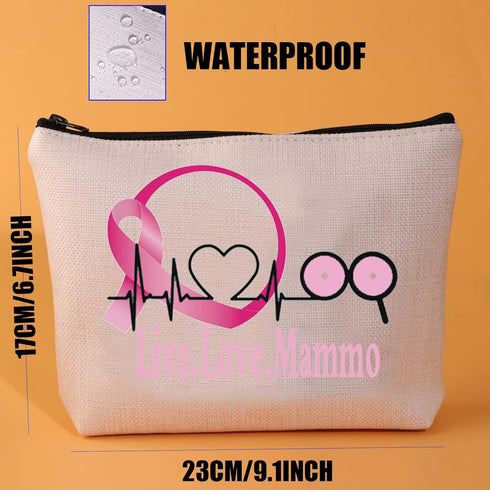 Mammo Cosmetic Bag For Women Live Love Mammo Makeup Bag Mammo Technologist Thank You Gifts Mammo Tech Survival Kit...