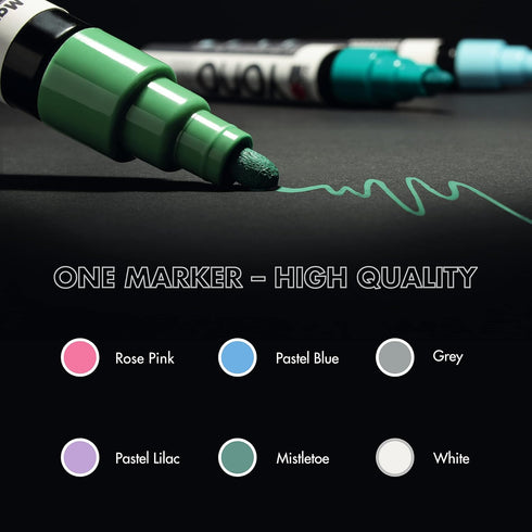 Marabu YONO Pastel Paint Markers - 6 Acrylic Paint Markers for Metal, Stone, Wood, Canvas, Glass, Ceramic, Plastic, Leather - Paint Pens for Rocks...