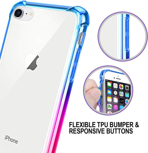 Salawat for iPhone SE 2020 Case, iPhone 7 Case, Clear iPhone 8 Case Cute Anti Scratch Slim Phone Case Cover TPU Bumper Hard PC Back Shockproof Pro...