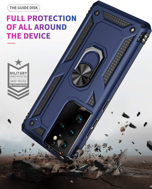 Military Grade Drop Impact for Samsung Galaxy S21 Ultra Case Galaxy S21 Ultra 5G Case 6.8 inch Metal Rotating Ring Kickstand Holder Armor Heavy Du...