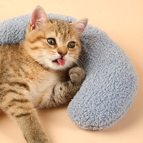 Cat Pillows for Indoor Cats, Soft Fluffy Dog Calming Pillow, Little Dog Pillows, U Shaped Half Donut Cuddler with Cute Embroidery, Washable Neck P...