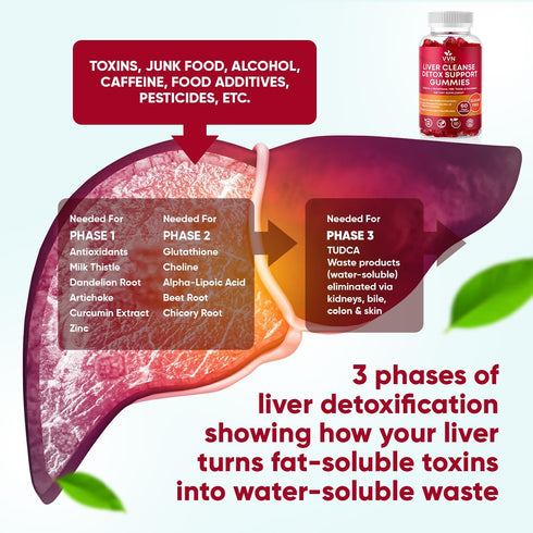 VVNaturals Sugar-Free 26-in-1 Liver Cleanse Detox & Repair Fatty Liver Formula Gummies; 3000mg Blend of Glutathione, Silymarin Milk Thistle, Choli...
