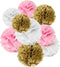 Wrapables Set of 18 Tissue Pom Pom Party Decorations for Weddings, Birthday Parties Baby Showers and Nursery Decor, Pink/Gold/White...