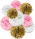 Wrapables Set of 18 Tissue Pom Pom Party Decorations for Weddings, Birthday Parties Baby Showers and Nursery Decor, Pink/Gold/White...