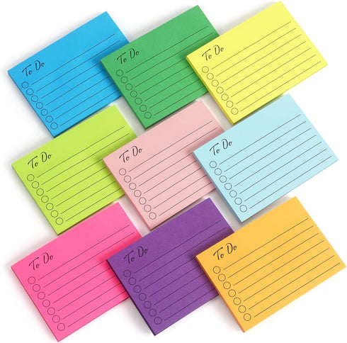 9 Pads to Do Lined Sticky Notes Self-Stick Note Pads with Line 3x4 Inch Adhesive Memo Sticky Notes Notepad...