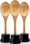 3 Pieces Golden Spoon Award Trophies Set Chili Cook Off Wood Spoon Prizes Wooden Laser Engraved Wooden Spoon with Wooden Trophy Base Cooking Bakin...