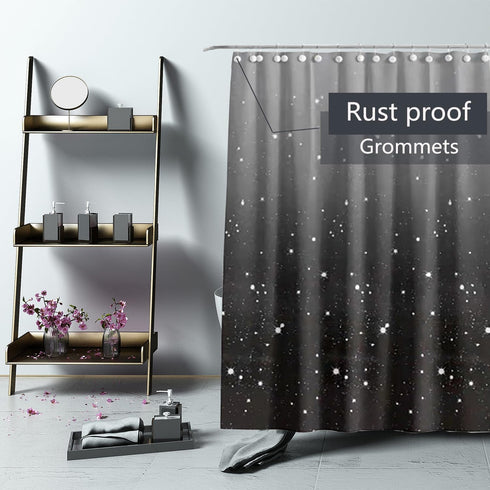 Black Star Shower Curtain Liner 72 x 72, Plastic Waterproof 4G Lightweight Shower Liner for Bathroom, with Grommets Holes and 3 Heavy Duty Magneti...