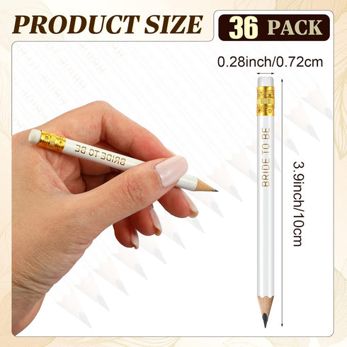 36 Pcs Wedding Pencils 2 HB Half Pencil with Eraser Bridal Shower Pencils Pre Sharpened Mini Short Pencils White Pocket Pencil 4 Inch Game Pencil ...