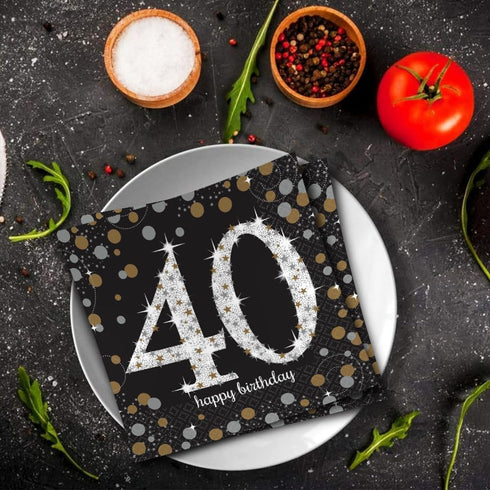 Sparkling Celebration 40 Luncheon Multicolor Paper Napkins ( 6.5" x 6.5" ) - Pack Of 16, Premium Quality & Eye-catching Design - Perfect For Birth...