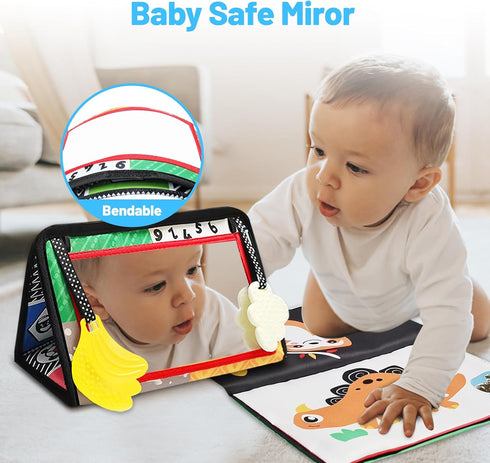 Baby Mirror Toys for Tummy Time, Newborn Infant 0 3 4 6 12 Months Old Boy, Girl Gift. Brain Developmental Montessori Sensory High Contrast Crinkle...