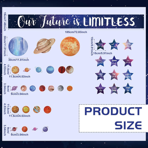 97 Pcs Space Classroom Bulletin Board Decorations Solar System Galaxy Classroom Decorations Cutouts Galaxy Our Future is Limitless with Large Star...