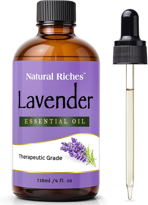 Natural Riches Pure Lavender Essential Oil with Premium Therapeutic Quality - for Diffuser, Aromatherapy, Sleep, Meditation, Candles & Massage 4 f...