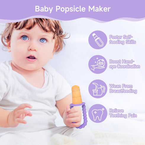 MORLIKE Baby Popsicle Molds Set, Homemade Breastmilk Popsicle Molds for Led Weaning, BPA Free Ice Pop Molds for Baby Teething Relief, Easy Release...