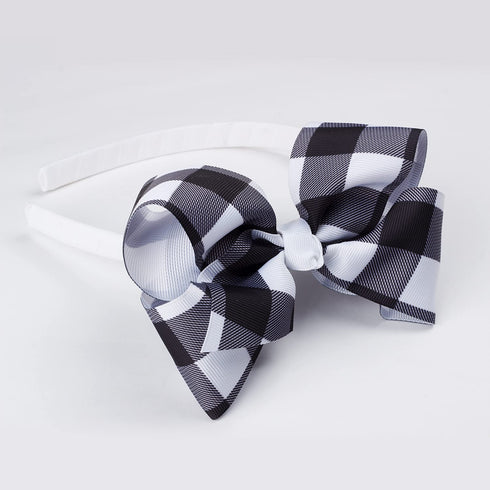 7Rainbows 5.5" Buffalo Plaid Bow Headband Checkered Bow Headbands for Girls Perfect Hair Accessories for Party and Cosplay(White&Black)...