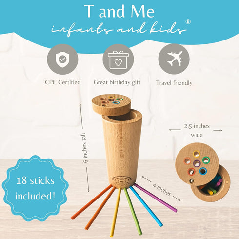 Sticks for Kids Plus, Montessori Toddler Toys, Toys for 1-3 Year Old, 1 Year Old Gift, Wooden Toddler Toys, Toddlers Stay Busy, Sensory Toys, Lear...