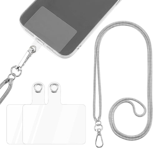 Giantree Cell Phone Lanyard, Universal Metal Chain Phone Holder with 2Pcs Back Patch Detachable Snake Chain Crossbody Shoulder Neck Strap Compatib...