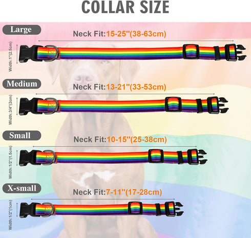 WHIPPY Rainbow Flag Dog Collar Soft Gay Pride Puppy Collar LGBTQ Pet Collar for Parade Adjustable LGBT Rainbow Stripe Dog Collar with Buckle for S...